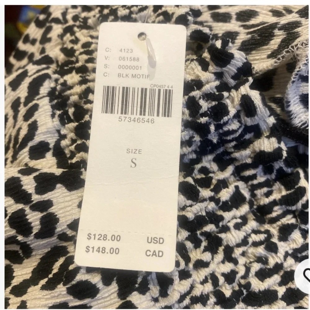 Anthropologie Kyra animal print wide leg off shoulder Jumpsuit small NWT